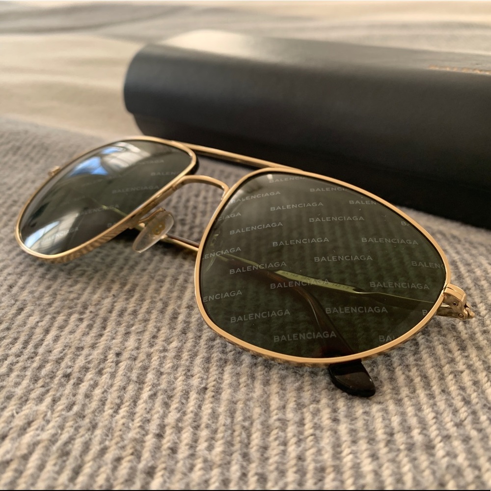 Balenciaga Logo Lens Sunglasses Aviator Style